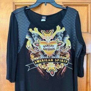 Official Harley-Davidson Motorcycles Embellished Top With Leather-Look Trim